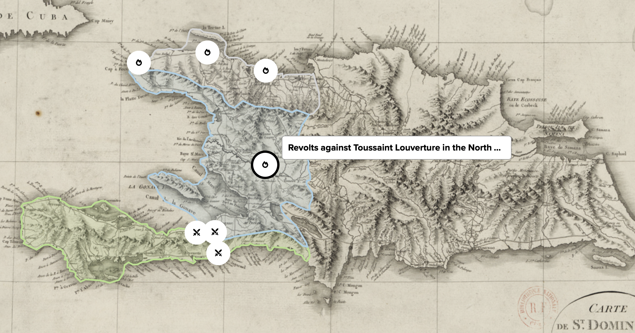 Map and Timeline of the Haitian Revolution